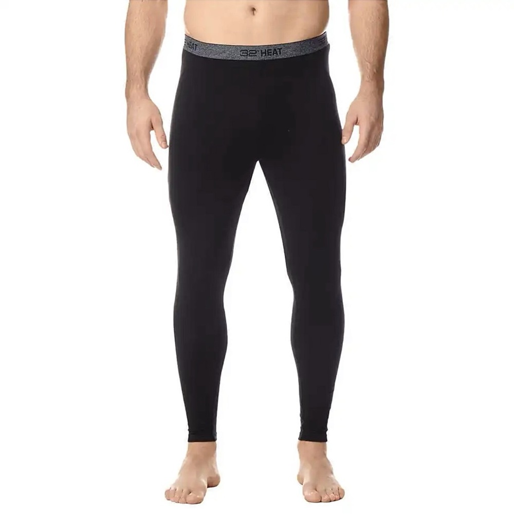 32 Degrees Heat Black Performance Mesh Stretch Thermal Pants Size Large